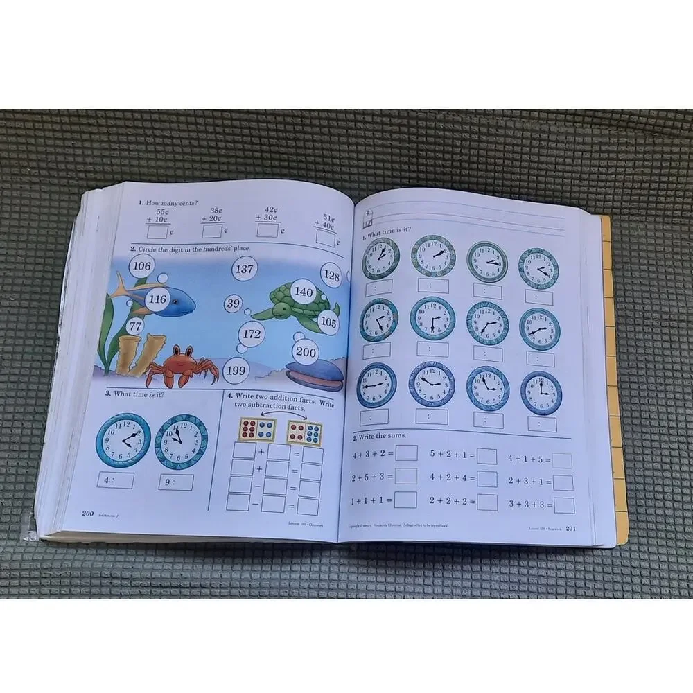 Abeka Math Arithmetic 1 Work Text Quiz Tests Speed Drills Answer Key Teacher Set
